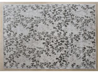 8' X 10' Silver And Grey Leaf Tufted Wool Rug