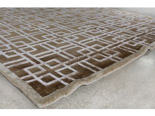 5'6" X 8'6" Brown And Gold Hollyood Regency Rug