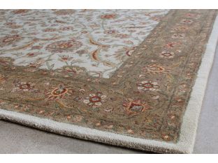 8' X 11' Ivory/Red Persian Style Tufted Wool Rug