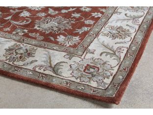 8' X 11' Rust Indian Style Tufted Wool Rug