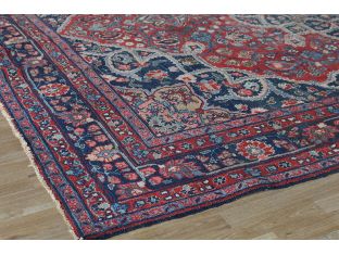 9'3" X 11'6" Red And Blue Vintage Persian Rug