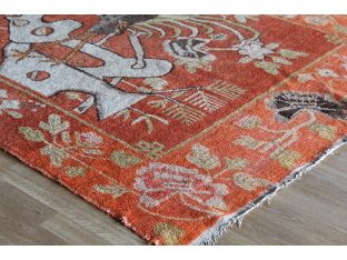 4'8" X 8' Antique Samarkand Pictorial Rug