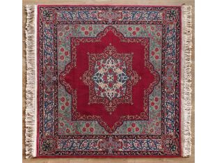5' X 5' 7'' Vintage Oriental Floral Red Rug