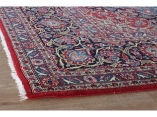 Blue & Red Kashan Woven Rug 9'8" X 13'2"