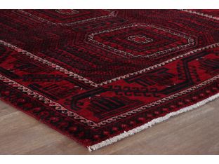 3' X 6' Red Square Pattern Persian Rug