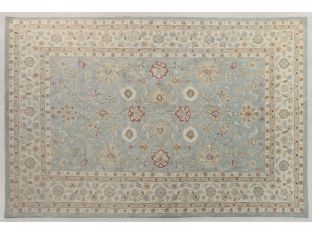 8'3' x 11' Blue and Beige Wool Pile Oriental Style