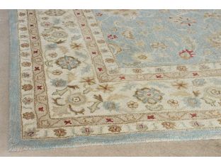 8'3' x 11' Blue and Beige Wool Pile Oriental Style