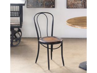 Vintage Oak and Metal Bistro Chair