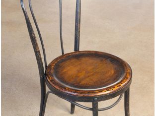 Vintage Oak and Metal Bistro Chair