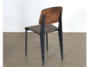 Vintage Black Metal and Reclaimed Wood Side Chair
