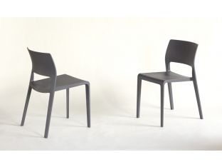 Molded Plastic Cafe Side Chair in Dark Gray