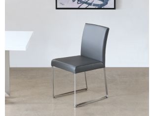 Gray Leatherette and Polished Stainless Steel Dining Chair