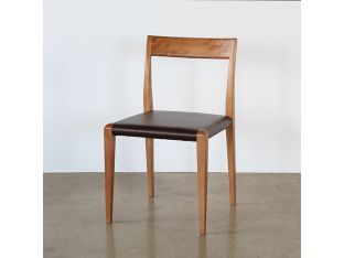  Walnut And Brown Leather Chair 