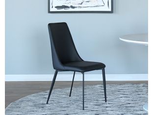 Black Leatherette Side Chair On Black Metal Legs