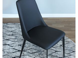 Black Leatherette Side Chair On Black Metal Legs