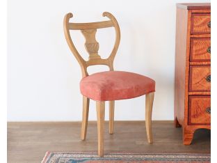 Antique Lyre Back Side Chair with Blush Seat