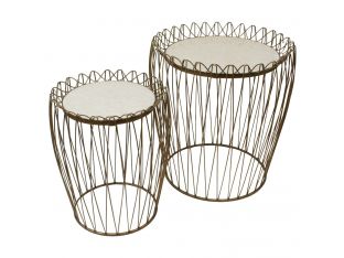 Set of 2 Wire and Marble Tables