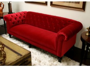 Mitchell Gold Chester 90" Sofa in Raspberry Red Velvet