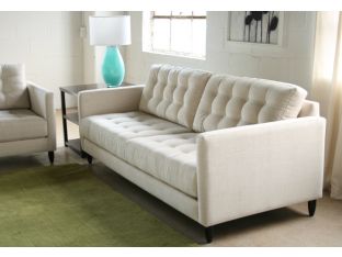 Tufted Vanilla James Sofa with Walnut Legs