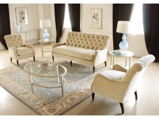 Blond Velvet Tufted Sofa