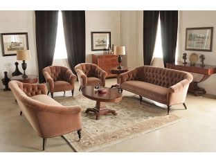 Spice Velvet Tufted Sofa With Nailhead Trim