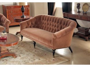 Spice Velvet Tufted Sofa With Nailhead Trim