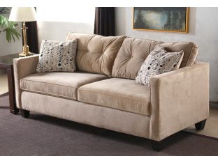 Caramel Tufted Velvet Sofa