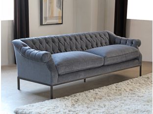 Damon Tufted Sofa in Charcoal Velvet
