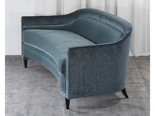 London Blue Topaz Curved Velvet Sofa