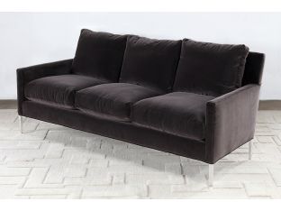 Modern 3 Seat Sofa In Smoke Gray Velvet