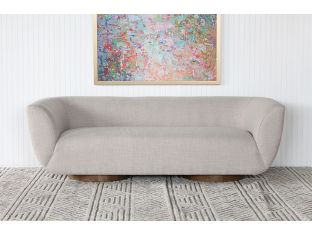 Modern Rounded Taupe Sofa  On Column Legs