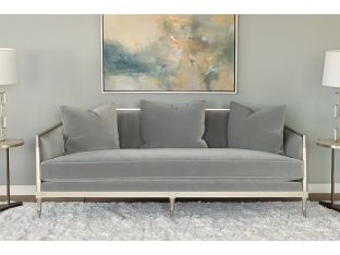 Grey Curved Back Sofa w/ Soft Silver Frame