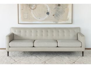 Modern Tufted 3-Seat Sofa In Ivory Linen 