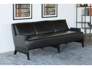 Vintage Tight Back Black Leather Sofa