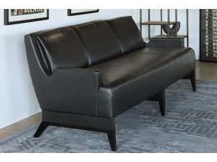 Vintage Tight Back Black Leather Sofa