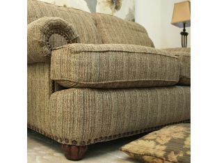 Pale Olive Tweed Rolled-Arm Loveseat
