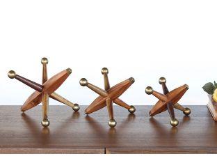 Set of 3 Wood and Metal Jacks - Cleared Décor