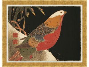 Vintage Birds On Black 4 27.5W X 30.5H