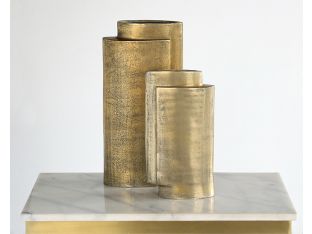 Set of 2 Brass Tiered Vases