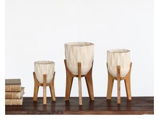 Set of 3 Ella Elaine Amara Vases on Wood Stands