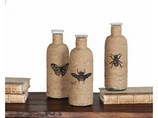 Set of 3 Jute Decorative Bottles