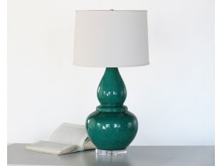 Teal Crackle Ceramic Lamp