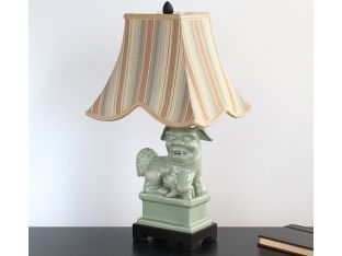Pair of Celedon Foo Dog Table Lamps