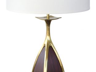 Danish Modern Brass and Wood Table Lamp