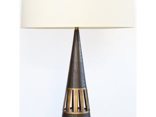 Dark Walnut And Brass Conical Table Lamp