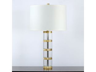 Crystal And Brass Column Table Lamp