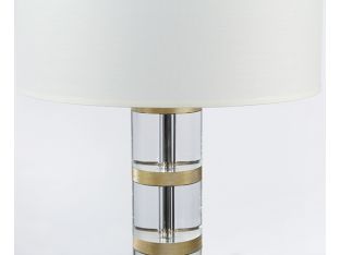 Crystal And Brass Column Table Lamp