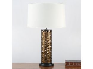 Perforated Brass Column Table Lamp