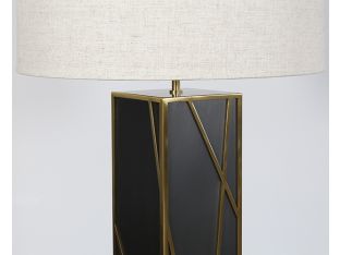 Geometric Brass Overlay Column Table Lamp