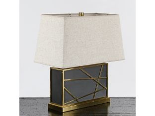Rectangular Geometric Brass Overlay Table Lamp
